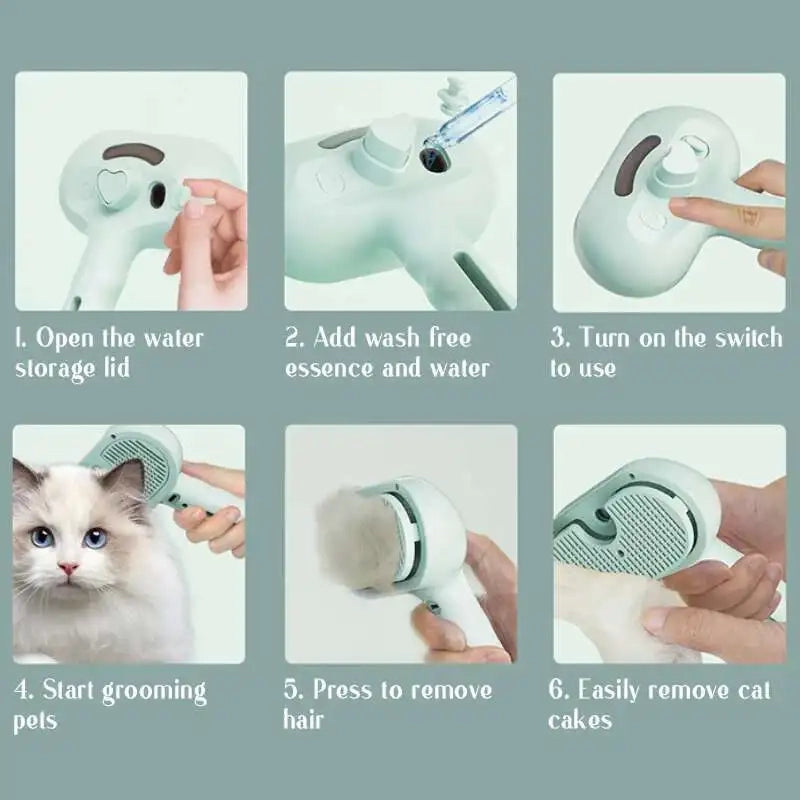 Cepillo de Vapor para Mascotas - ¡Masaje y limpieza en uno!